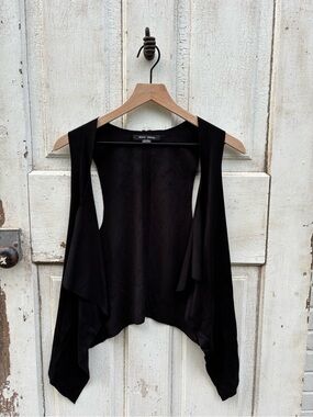 Olive Olivia Black Draped Open-Front Vest